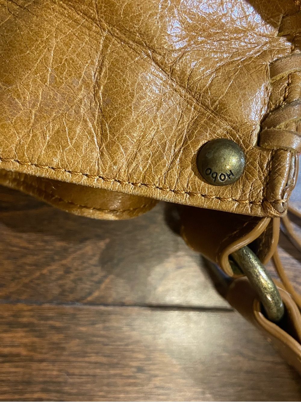 Hobo tan braid leather shoulder bag - Picture 9 of 12